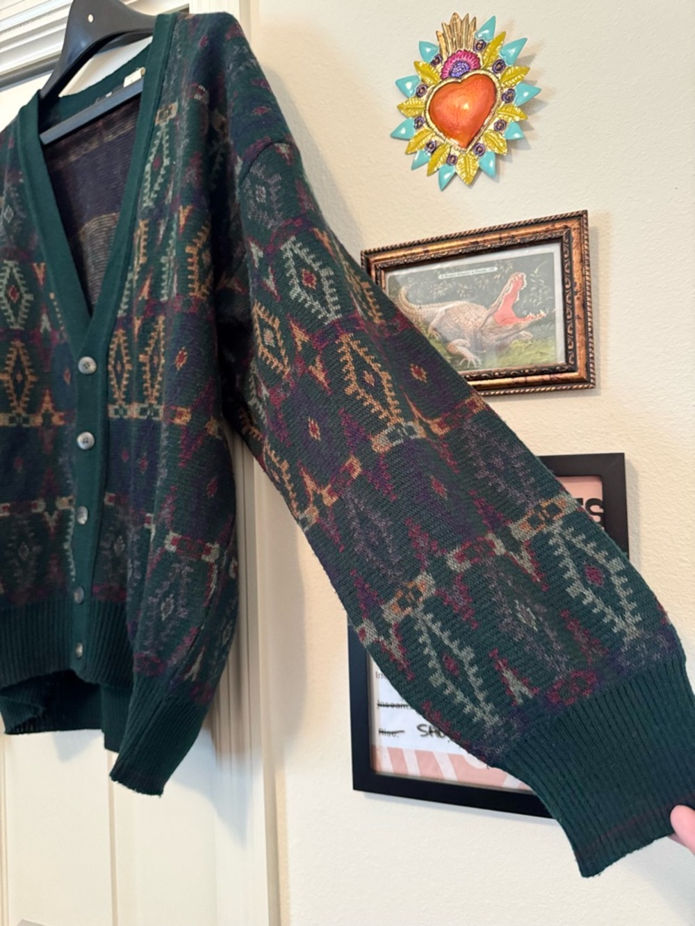 The Italian Sweater Co. Vintage V-Neck Cardigan Large Made in Italy Grandpa Core - Picture 5 of 8